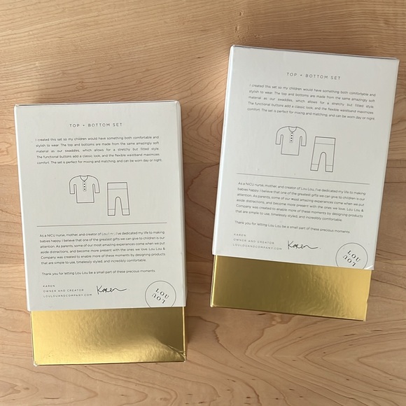 Lou Lou & Company Top + Bortom Sets in Green Leaf and Pink Ribbed - Picture 4 of 5